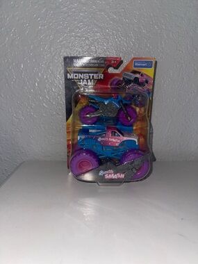 Monster Jam Sparkle Smash Blue & Purple Monster Truck and Bike Set
